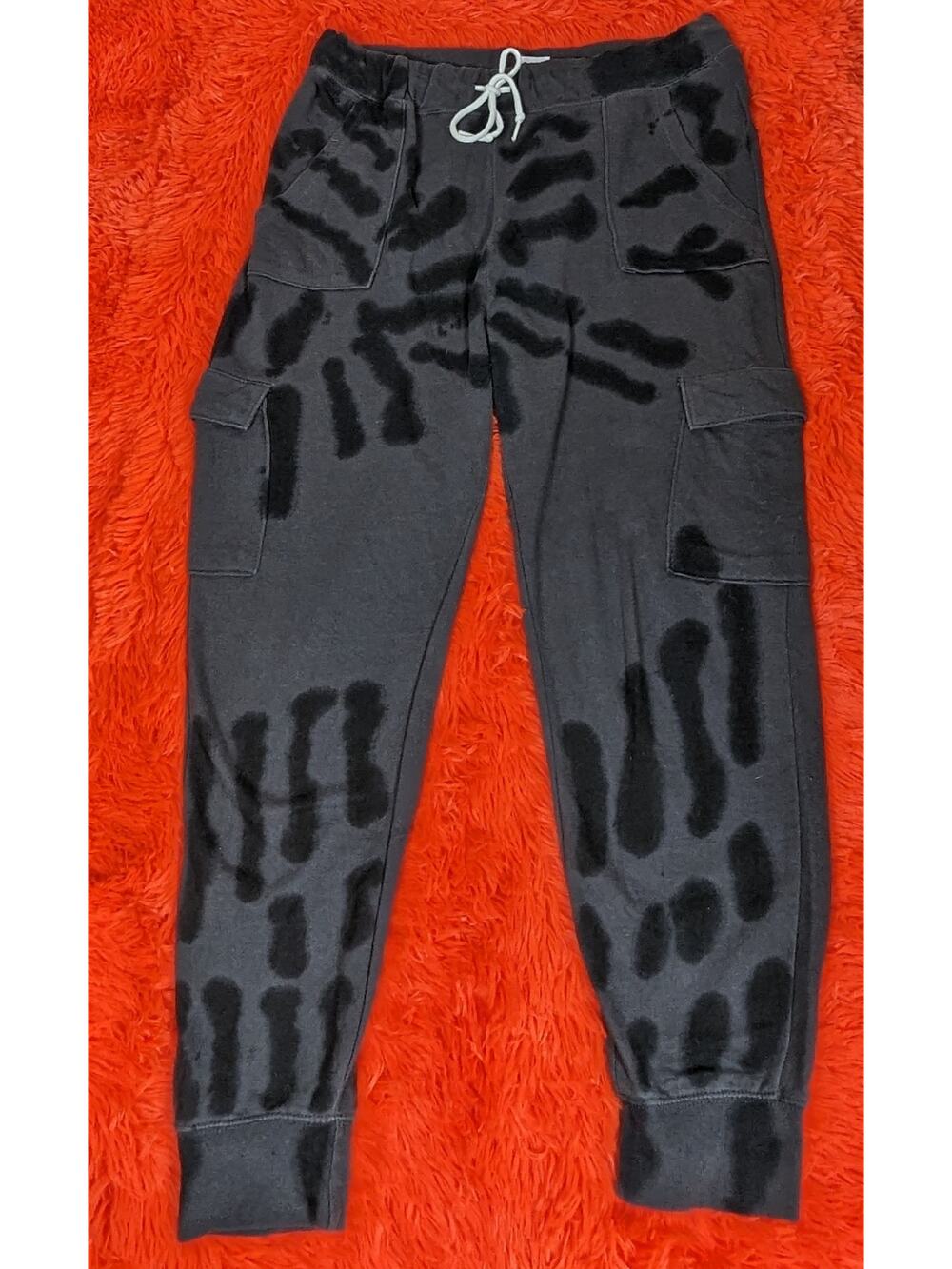 No Boundaries Juniors Black Tie Dye French Terry Cargo Jogger Pants L 11/13